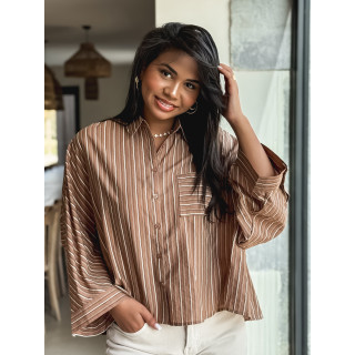 Chemise lignée Elsa - Camel