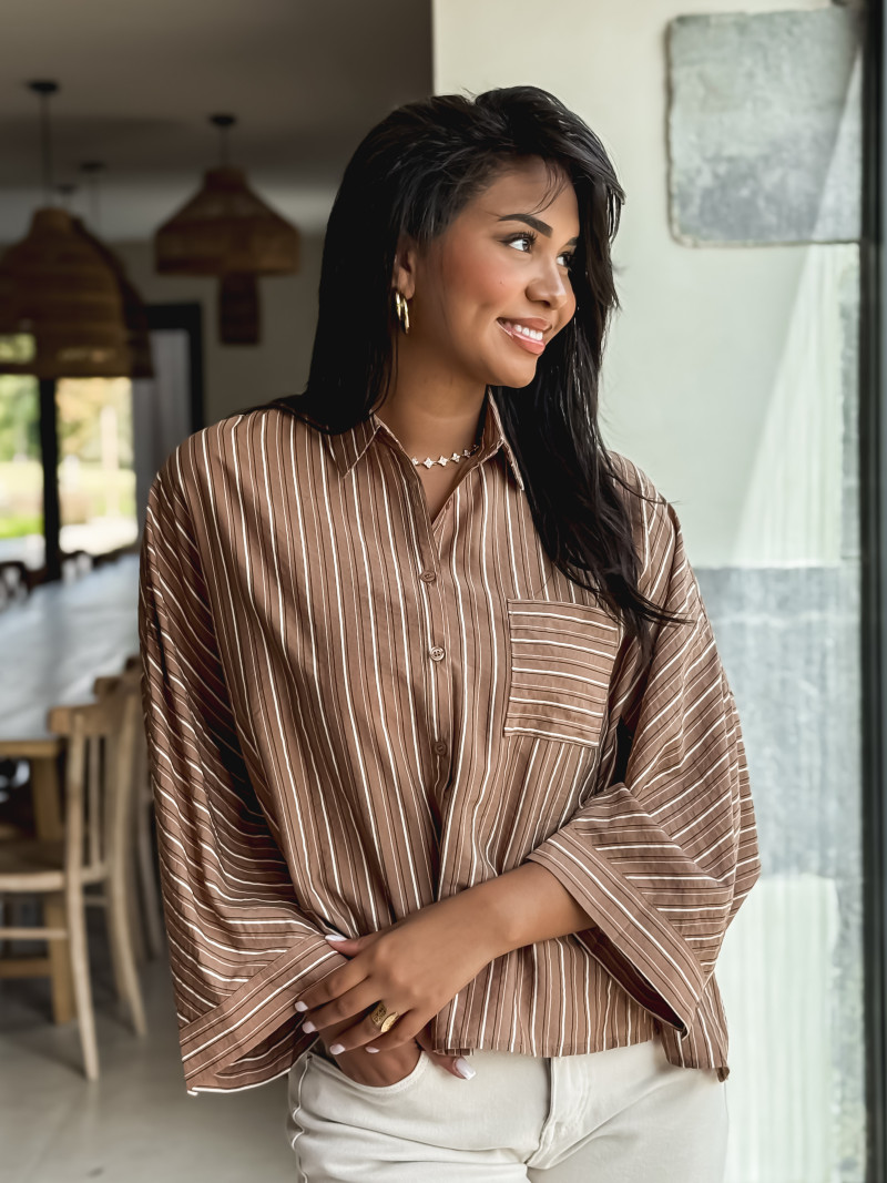 Chemise lignée Elsa - Camel