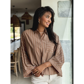 Chemise lignée Elsa - Camel
