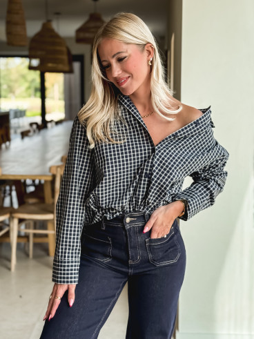 Chemise à carreaux Célyna - Bleu marine