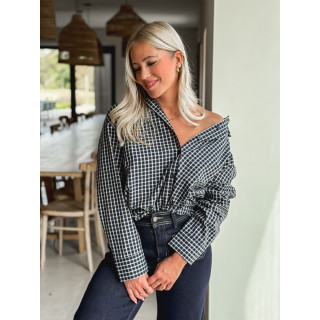 Chemise à carreaux Célyna - Bleu marine