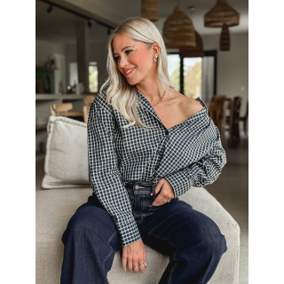 Chemise à carreaux Célyna - Bleu marine