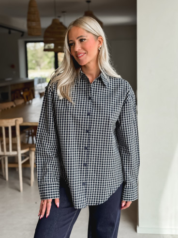 Chemise à carreaux Célyna - Bleu marine Chemise à carreaux Célyna - Bleu marine