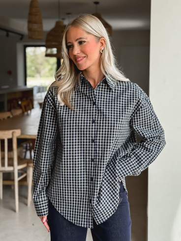 Chemise à carreaux Célyna - Bleu marine Chemise à carreaux Célyna - Bleu marine