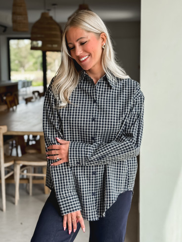 Chemise à carreaux Célyna - Bleu marine Chemise à carreaux Célyna - Bleu marine