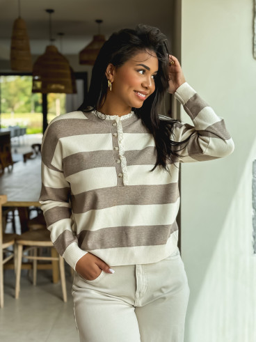 Pull Yolanda - Taupe/Crème