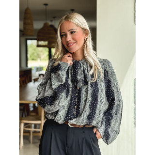 Blouse à motifs Keira - Bleu marine