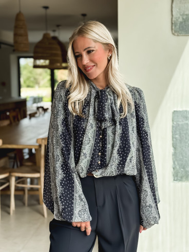 Blouse à motifs Keira - Bleu marine
