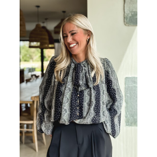 Blouse à motifs Keira - Bleu marine