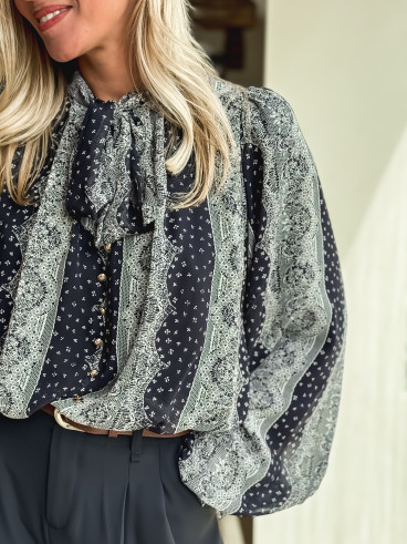 Blouse à motifs Keira - Bleu marine