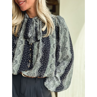 Blouse à motifs Keira - Bleu marine