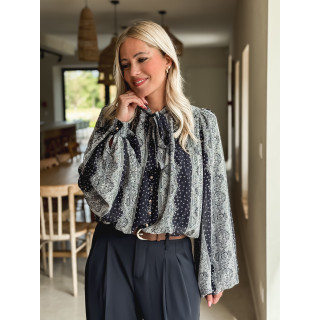 Blouse à motifs Keira - Bleu marine