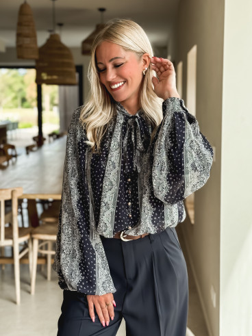 Blouse à motifs Keira - Bleu marine Blouse à motifs Keira - Bleu marine