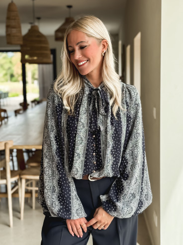 Blouse à motifs Keira - Bleu marine Blouse à motifs Keira - Bleu marine