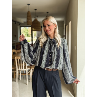 Blouse à motifs Keira - Bleu marine