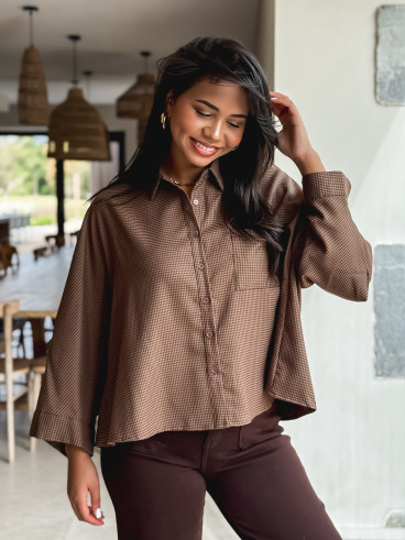 Chemise à carreaux Loulia - Chocolat