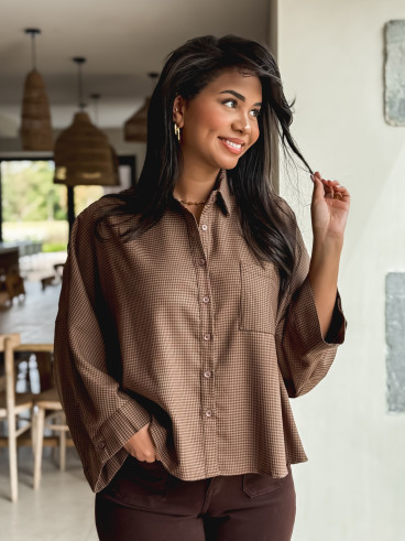 Chemise à carreaux Loulia - Chocolat