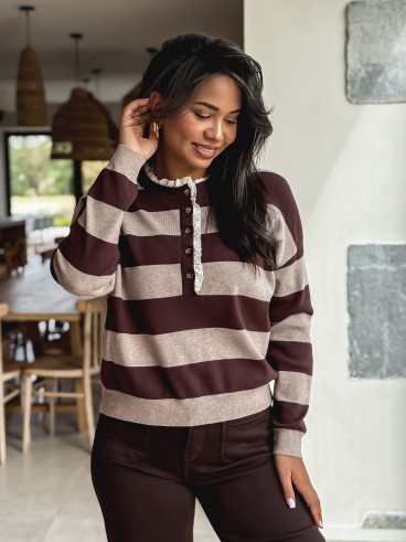 Pull Yolanda - Chocolat/Taupe