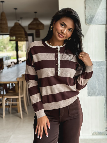 Pull Yolanda - Chocolat/Taupe