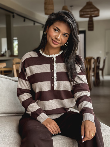 Pull Yolanda - Chocolat/Taupe