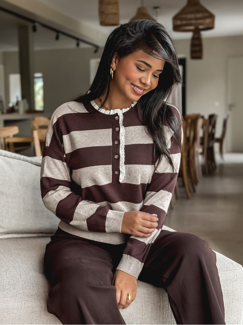 Pull Yolanda - Chocolat/Taupe