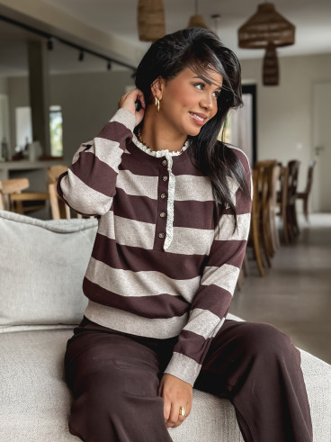 Pull Yolanda - Chocolat/Taupe