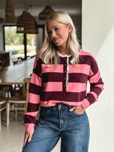 Pull Yolanda - Rose/Bordeaux Pull Yolanda - Rose/Bordeaux