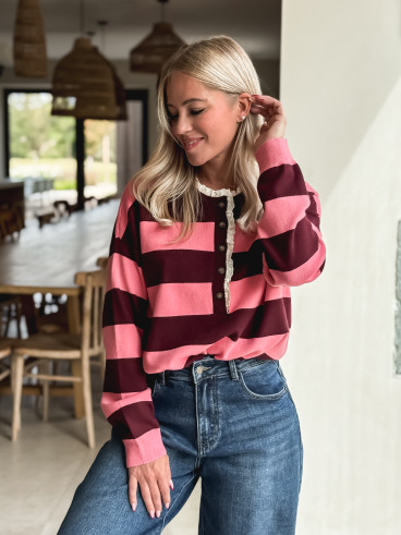 Pull Yolanda - Rose/Bordeaux
