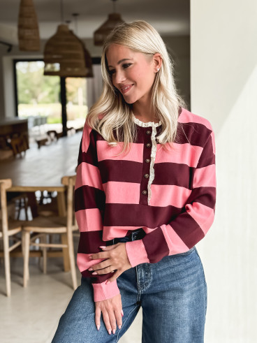 Pull Yolanda - Rose/Bordeaux Pull Yolanda - Rose/Bordeaux