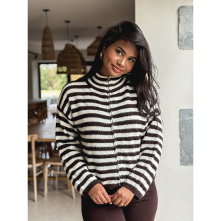 Gilet ligné Isaé - Chocolat/Ecru