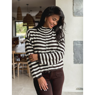 Gilet ligné Isaé - Chocolat/Ecru