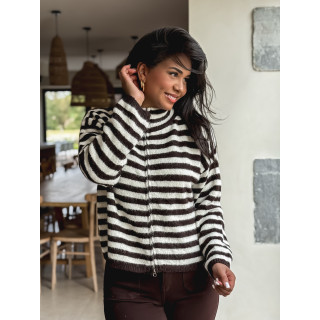 Gilet ligné Isaé - Chocolat/Ecru