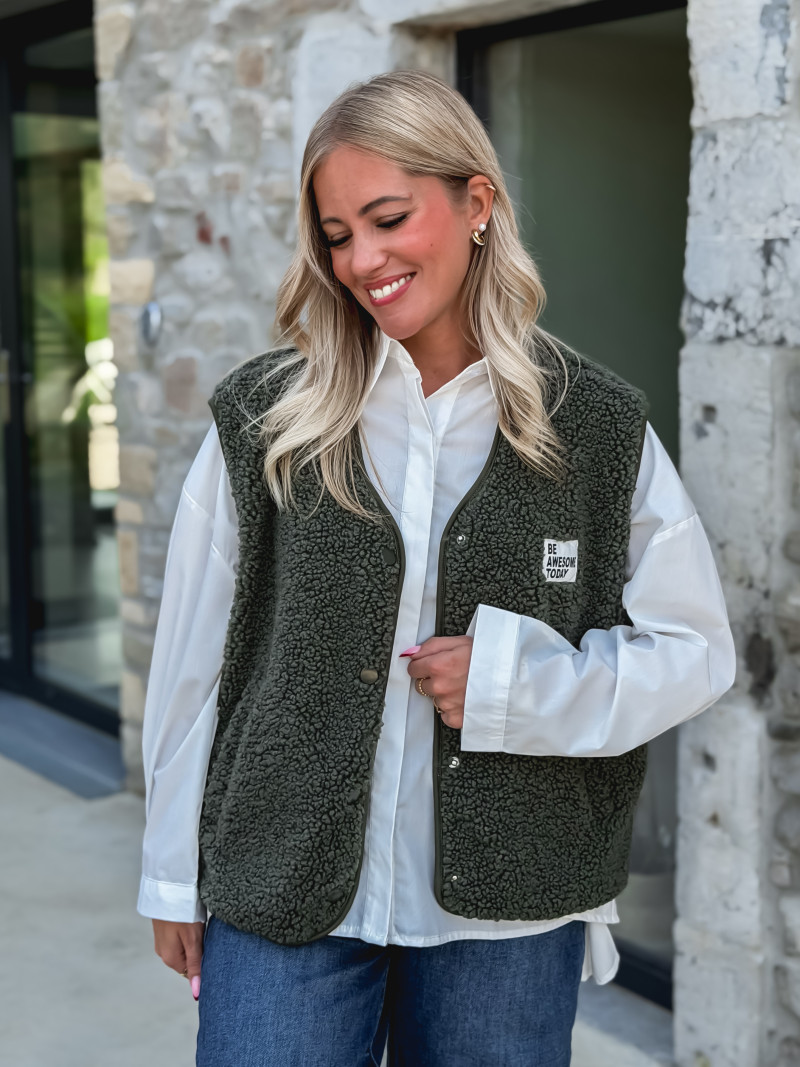 Gilet teddy Natanaëlle - Kaki Gilet teddy Natanaëlle - Kaki