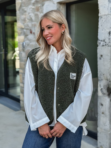 Gilet teddy Natanaëlle - Kaki