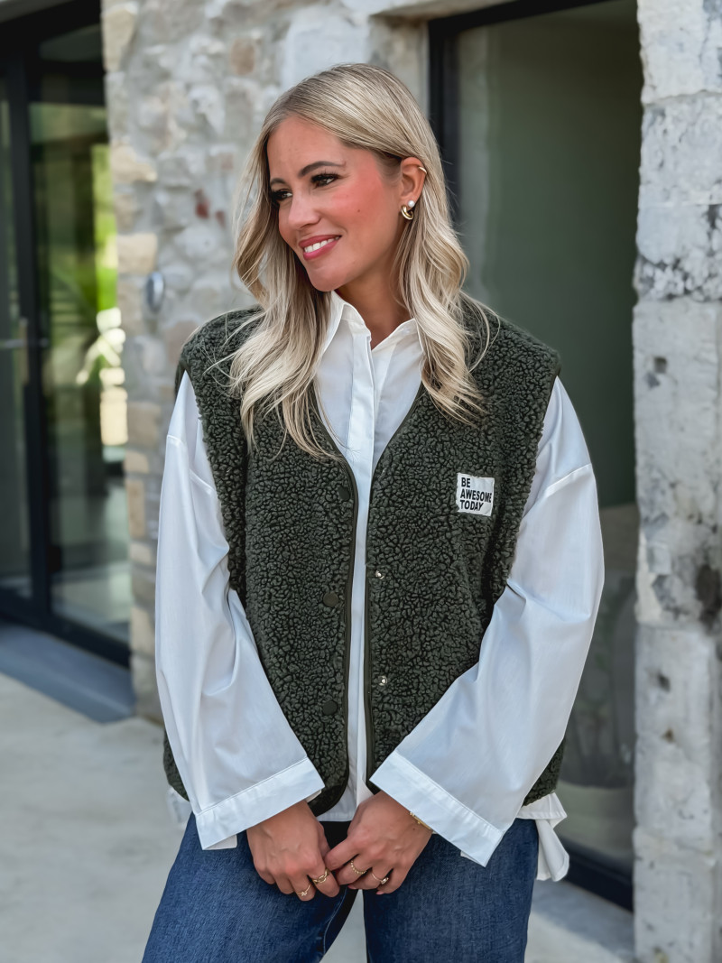 Gilet teddy Natanaëlle - Kaki Gilet teddy Natanaëlle - Kaki