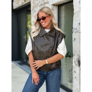 Veste en simili Doriana - Chocolat