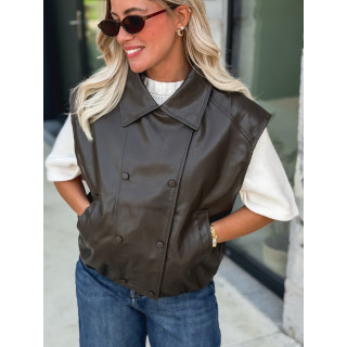 Veste en simili Doriana - Chocolat