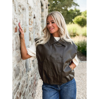 Veste en simili Doriana - Chocolat