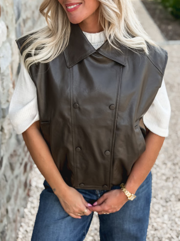 Veste en simili Doriana - Chocolat