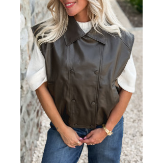 Veste en simili Doriana - Chocolat