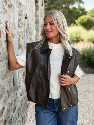 Veste en simili Doriana - Chocolat