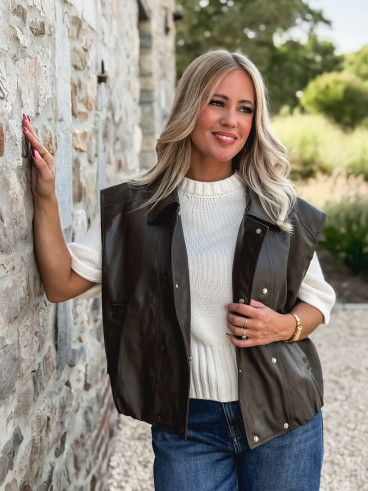 Veste en simili Doriana - Chocolat