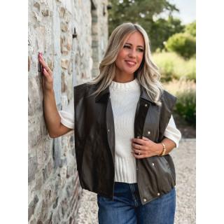 Veste en simili Doriana - Chocolat