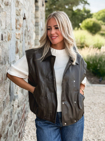Veste en simili Doriana - Chocolat