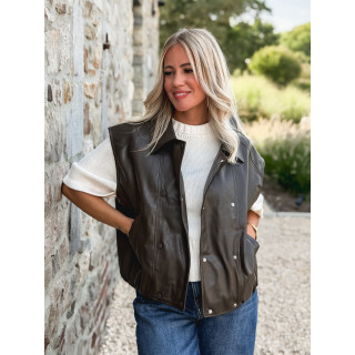 Veste en simili Doriana - Chocolat