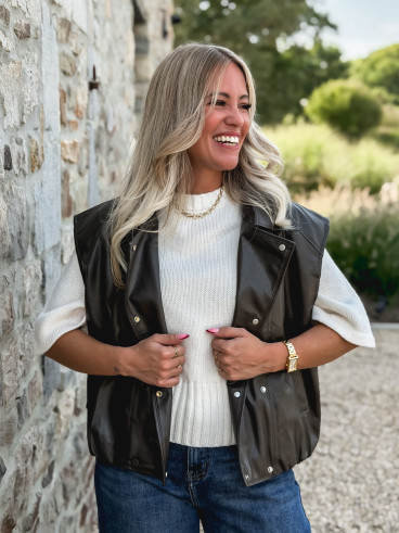 Veste en simili Doriana - Chocolat
