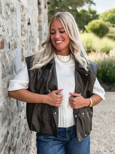 Veste en simili Doriana - Chocolat