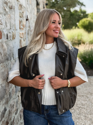 Veste en simili Doriana - Chocolat