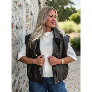 Veste en simili Doriana - Chocolat