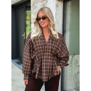 Blouse à carreaux Zélya - Chocolat